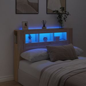 Cabecero LED madera ingeniería roble sonoma 140x18,5x103,5 cm