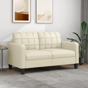 Sofá de 2 plazas de cuero sintético color crema 140 cm es4588