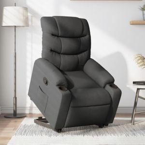 Sillón reclinable elevable de tela gris oscuro qweo8921
