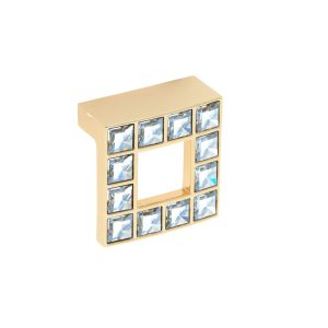 Pomo para mueble, zamac y cristal dist entre ejes 32 mm