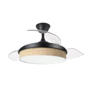 Ventilador dc moda 72w negro/cañizo claro 3 aspas