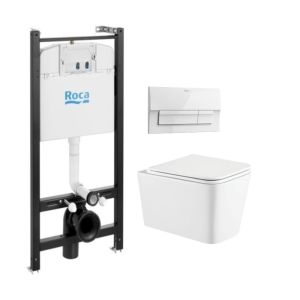 Roca active con pulsador blanco brillo new y wc suspendido trend 49cm kp
