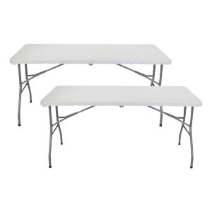 Pack 2 mesas plegables rectangulares catering blanco 150x74cm Thinia Home