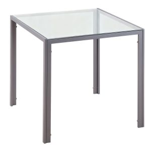 Mesa de comedor 75x75x75 cm metal y cristal templado color gris Homcom