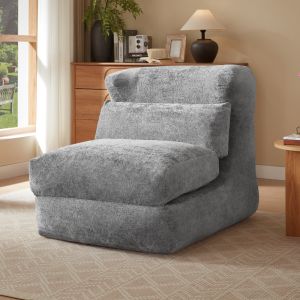 Sillón relax convertible gris de espuma para salón y dormitorio
