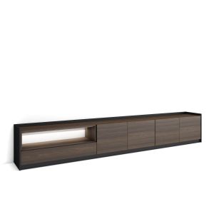 Mueble tv, 310x37x50cm, roble oscuro y negro, LED rf4871
