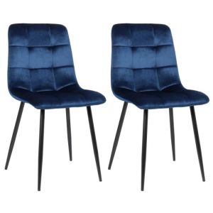Sillas comedor tapizadas terciopelo azul - 2 uds.
