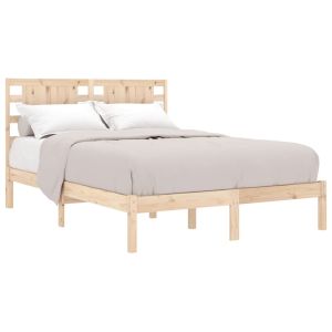 vidaXL estructura de cama de matrimonio madera maciza 135x190 cm