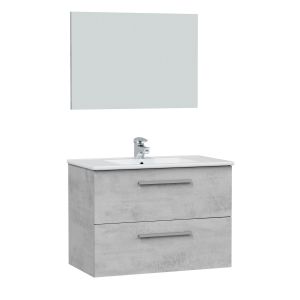 Mueble de baño axel 2 cajones, espejo y con lavabo, color cemento