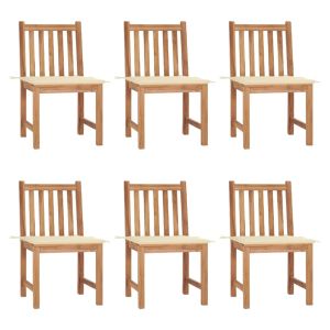 vidaXL sillas de jardín 6 unidades con cojines madera maciza de teca