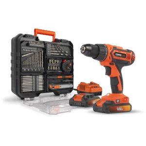 Taladro-atornillador inalámbrico 20v con 2 baterías de 20v, 1 cargador y es