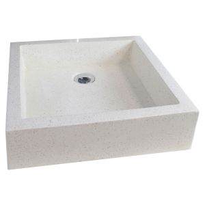 Ondee - lavabo cuadrado para colocar timbre - crema - 40cm - terrazzo