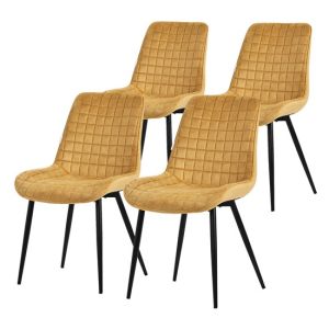 Juego 4x sillas de comedor amarillo mostaza sillón diseño