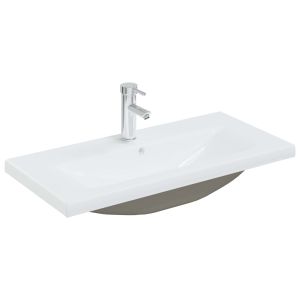 vidaXL lavabo empotrado con grifo cerámica blanco 81x39x18 cm