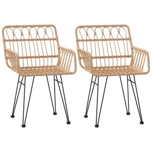 vidaXL sillas de jardín con reposabrazos 2 uds ratán pe 56x64x80 cm