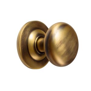 Pomo Para Puerta Latón Con Roseta/Cuero Satinado (Unidad)