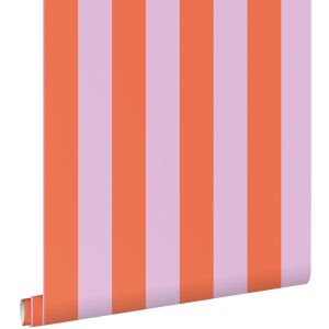 Estahome papel pintado rayas naranja y morado lila 53 cm x 10.05 m