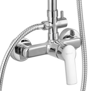 Kibath grifo columna ducha monomando six acabado cromo brillo de latón