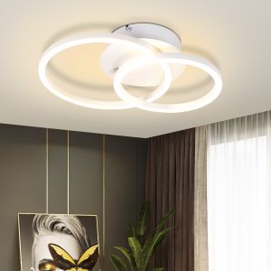 Nettlife plafón LED 2 anillos blanco giratorio diseño redondo moderno 24w