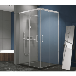 Mampara esquina 2 fijos + 2 puertas correderas 70 x 90  cm slider cromado