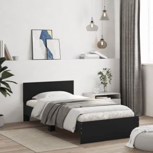 Cama con cabecero madera ingeniería negro 100x200 cm es4462