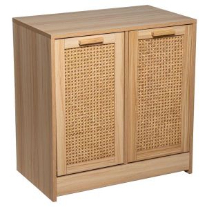 Mueble portarropa madera, ratan natural, necesita montaje