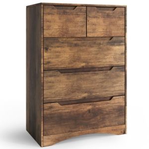 Cómoda escandinava marrón de 5 cajones 72x41x94 cm