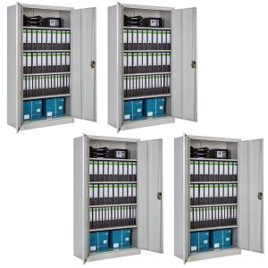 4 armarios archivadores con cierre de seguridad y 5 alturas 180x90x40cm