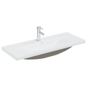 vidaXL lavabo empotrado con grifo cerámica blanco 101x39x18 cm