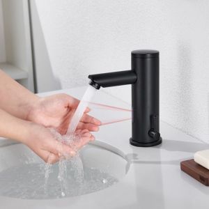 Grifo de fregadero infrarrojo automático de latón negro con sensor de infra