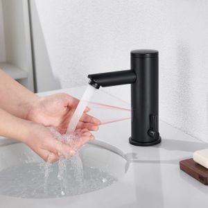 Auralum grifo de lavabo automático por infrarrojos negro de latón con senso