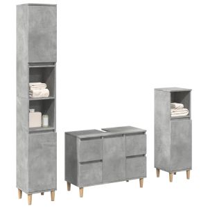 Set muebles de baño 2 piezas madera contrachapada gris hormigón esb7900