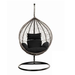 Silla colgante de poliratán con armazón cielo - negro
