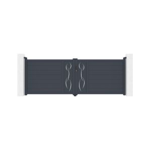 Puerta abatible 3,5m life al.120cm aluminio + 2 postes 15x15cm al.166cm