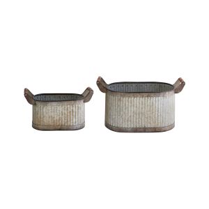 Conjunto de 2 macetas tulipe 31/41 cm metal gris