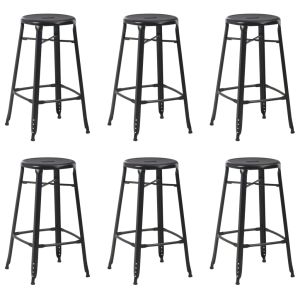 vidaXL taburetes de cocina 6 unidades acero negro