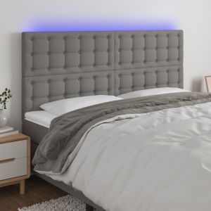 Cabecero con luces LED tela gris oscuro 180x5x118/128 cm