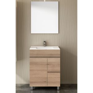 Mueble de baño isquia con lavabo y espejo 50x40cm estepa