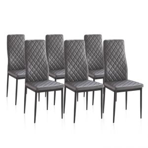 Pack 6 sillas de comedor 49x40,5 cm lacey tejido gris