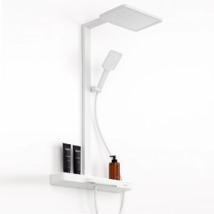 Columna de ducha con repisa en cristal templado blanco alida
