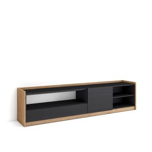 Mueble tv, 207x50x37cm, negro y roble rf4400