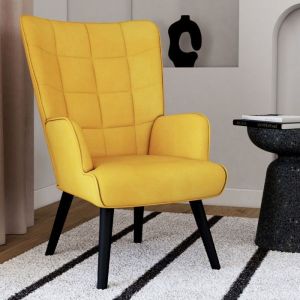 Sillón escandinavo - terciopelo amarillo - 58 cm