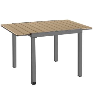 Mesa de jardín inca de aluminio, extensible con aspecto de madera, marrón