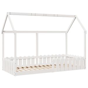 vidaXL cama con forma de casa de niños madera maciza blanca 90x200 cm