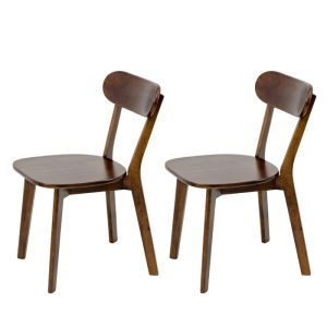 Silla de comedor de madera maciza nogal con respaldo curvo patas regulables