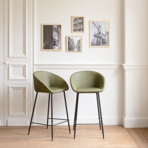 Pack de 2 taburetes de bar de polipiel achille verde