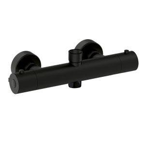 Grifo para columna ducha redondo termostático 27,6cm acabado negro de latón