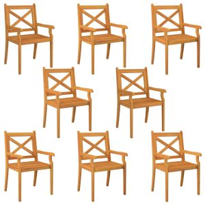vidaXL sillas de comedor de jardín 8 uds madera maciza de acacia