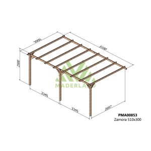 Pérgola de madera maciza adosada - zamora ad. 510x300cm (maderland)