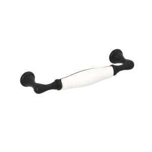 Tirador mueble en zamac y porcel 62 dist entre ejes 96 mm negro lote de 6